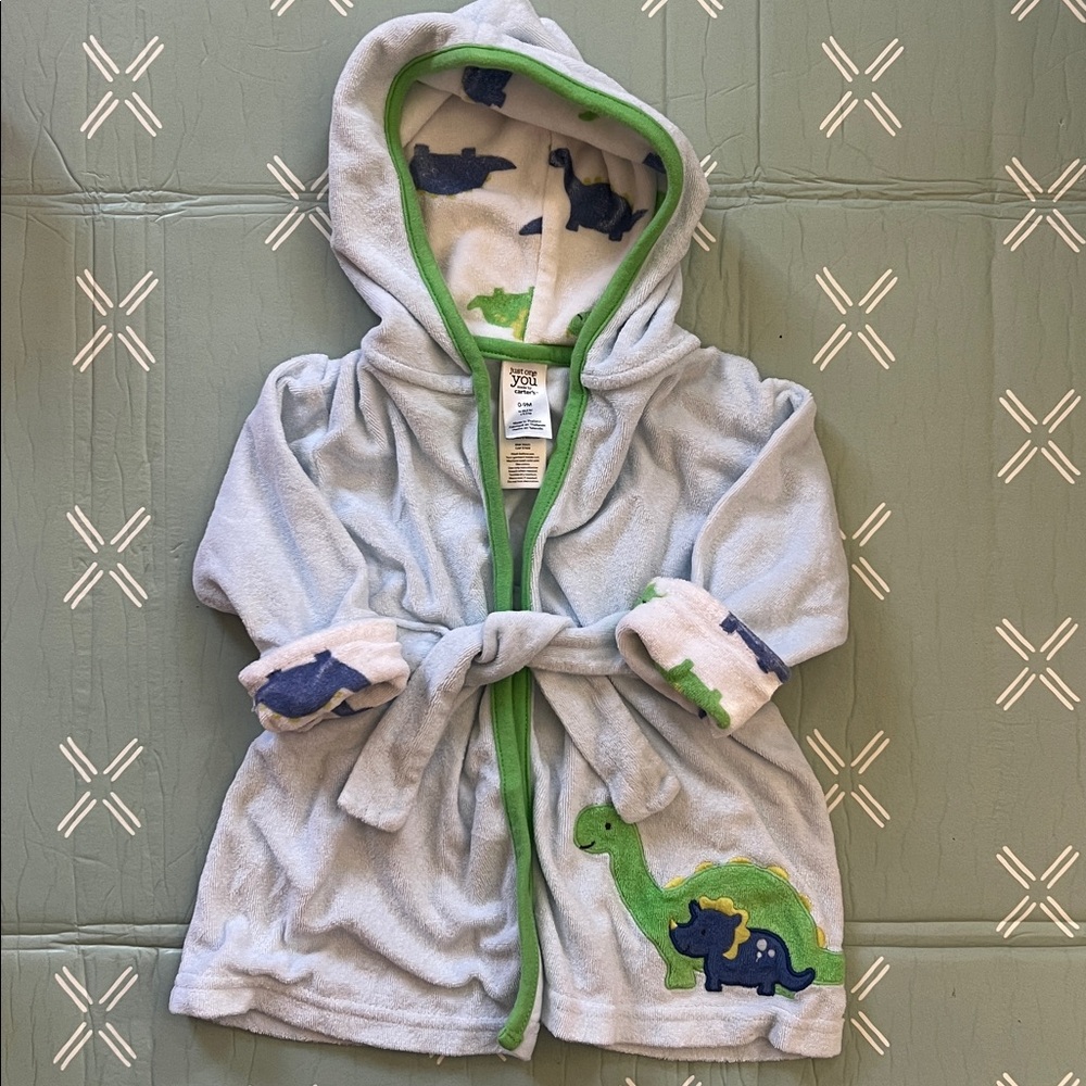 Just one you by Carter's Baby Robe Blue with Dinosaurs